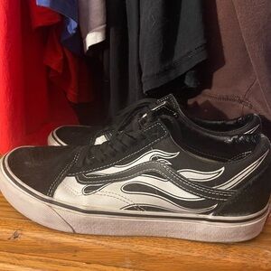 Vans Black and White Flame Women's Shoes